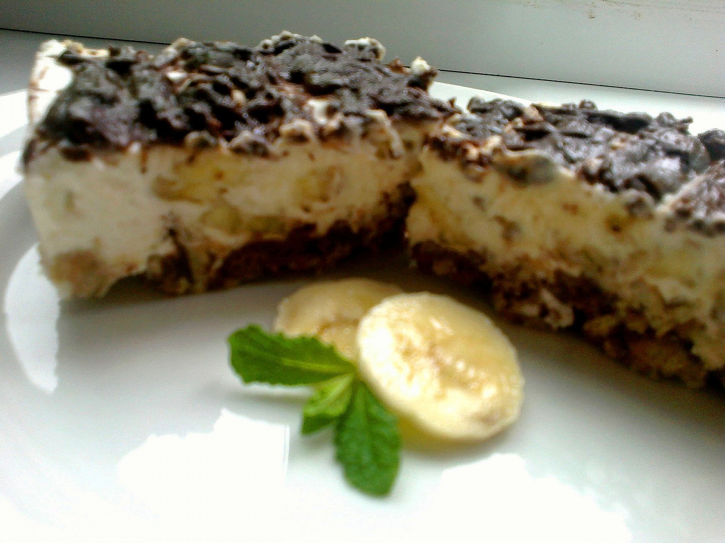 Banánový „cheesecake s čokoládou a rumem
