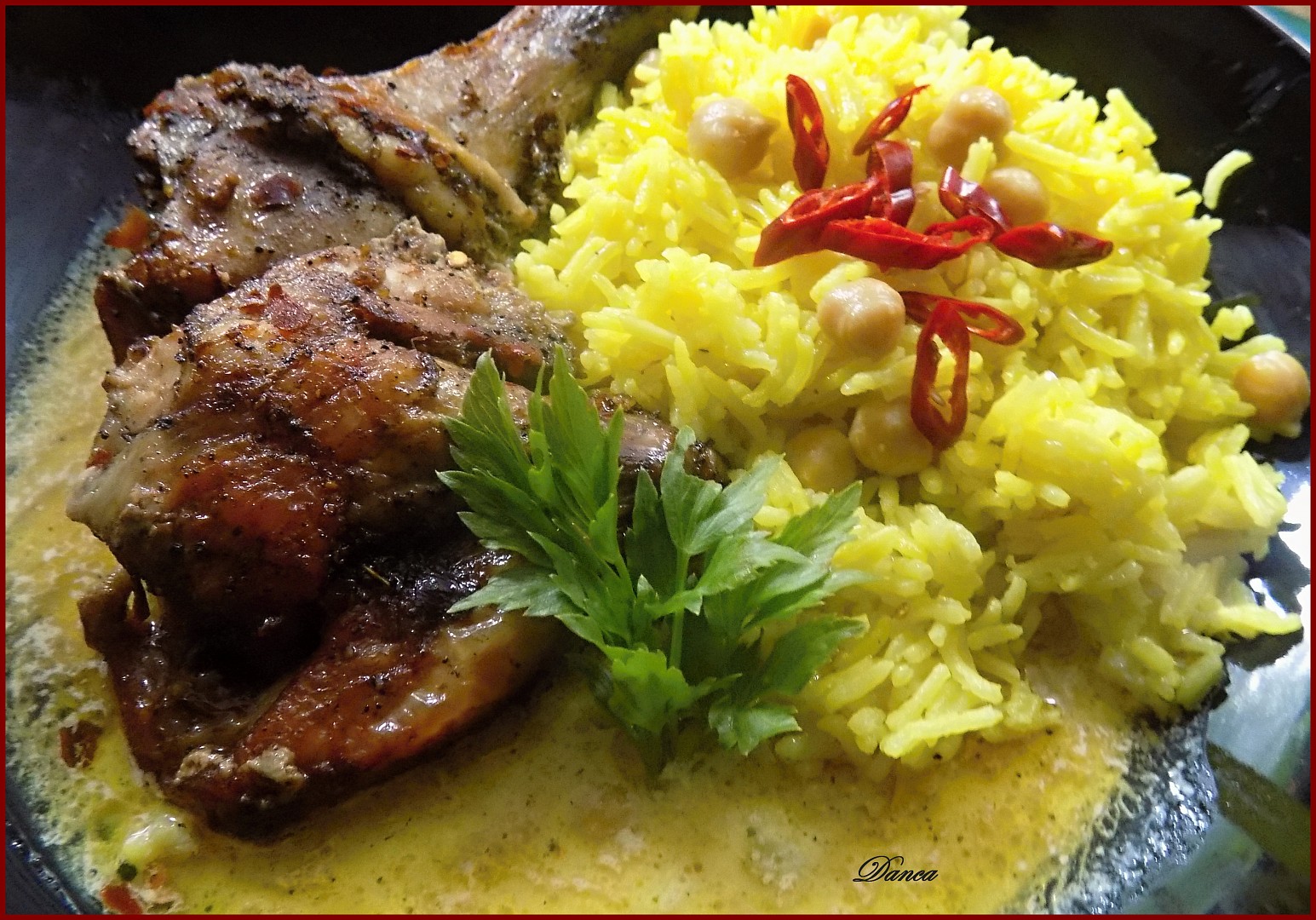 Kuře Arabica s cizrnovou rýží