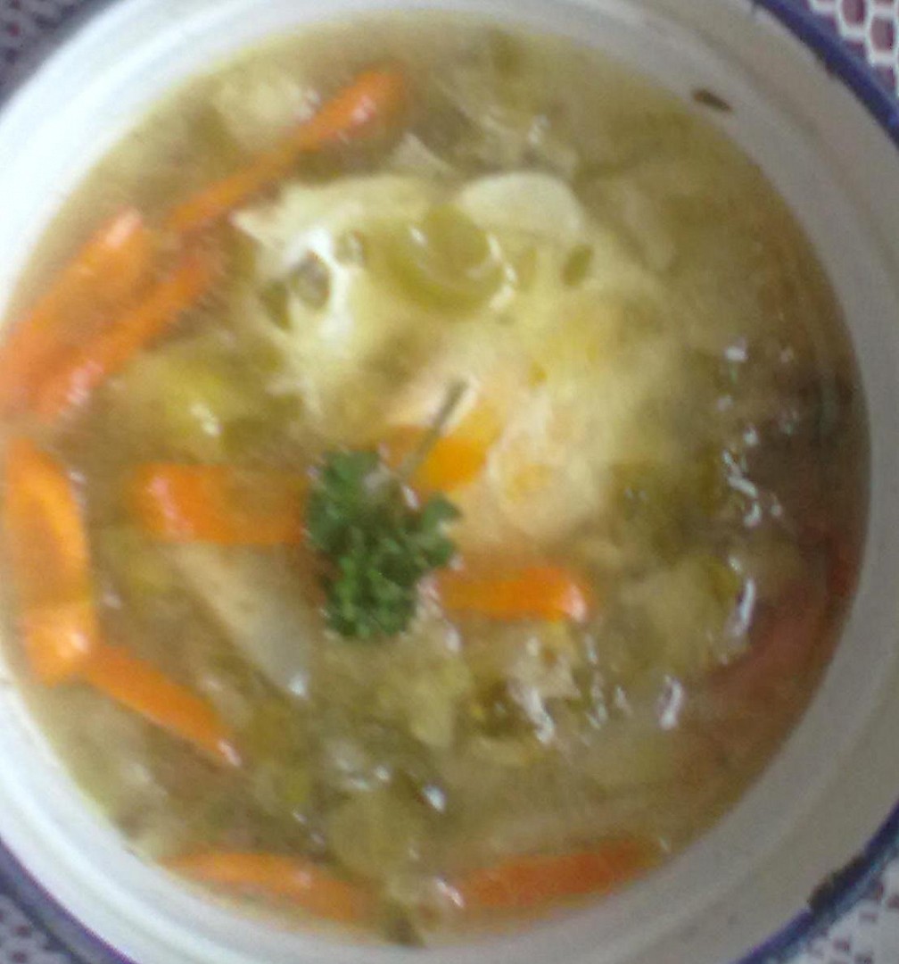 Ovarová zeleninová polévka se ztraceným vejcem dle hajného ze „Šlajfu“