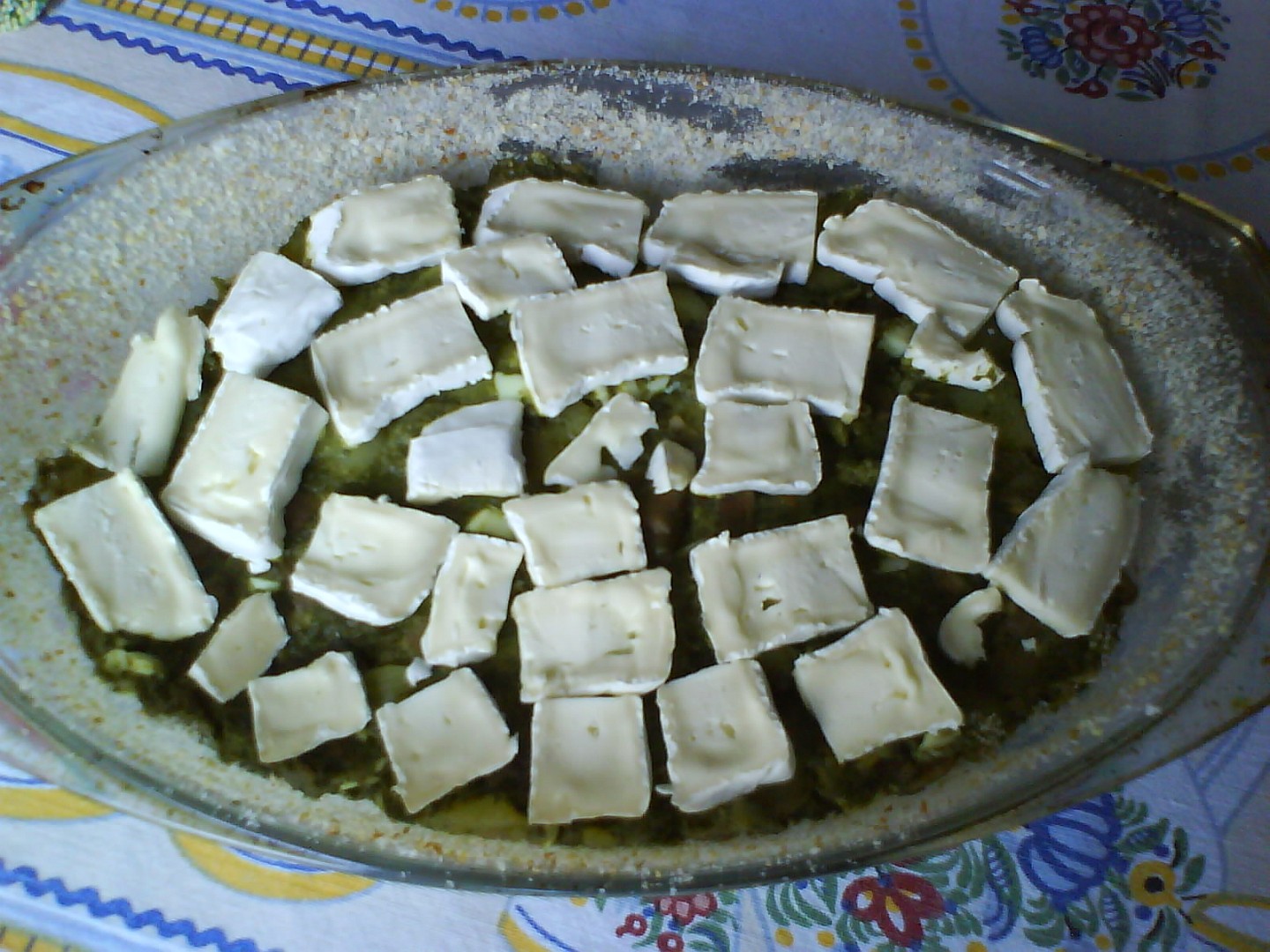 Zapečené brambory se špenátem a Hermelínem
