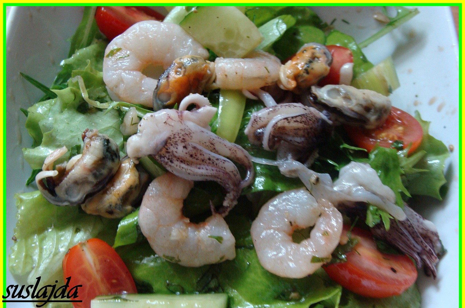 Zeleninový salát s mořskými plody